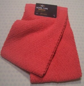 【赤、ホテルタオル仕様（フェイス）】【２枚１組】【ドレスコード：赤色】綿100%　パイル　フェイスタオル＜赤（小さなダイヤ柄）＞7155