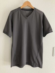 ユニクロ ドライメッシュ VネックT 半袖 tシャツ トップス ダークグレー M メンズ 341-087359 速乾 スポーツ