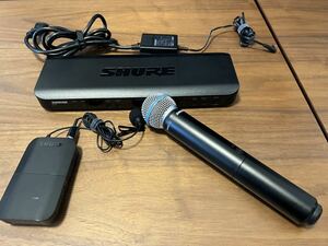 【動作確認済】SHURE デュアルチャンネルワイヤレスマイクセット BLX88 JB / SM58 BLX2JB / BLX1 JB