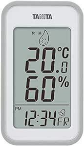 タニタ 温湿度計 大画面 一目で室内環境がわかる 時計 カレンダー アラーム 温度 湿度 デジタル 壁掛け 卓上 マグネット グレ