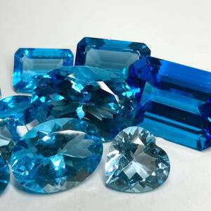 ●天然ブルートパーズ10点おまとめ200ct●a ルース 裸石 ジュエリー ハートシェイプ jewelry blue topaz ③