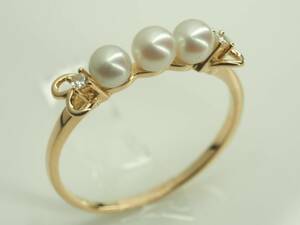 ◆田崎真珠　TASAKIタサキ　可愛いベビーパールダイヤリング　指輪　K18YG