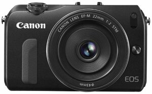 Canon ミラーレス一眼カメラ EOS M レンズキット EF-M22mm F2 STM付属 ブラ(中古品)