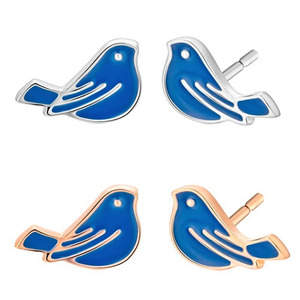 ピアス 鳥 インコ オウム 青い鳥 ブルー バード アクリル レジン 小さめ シンプル 大人 可愛い ガーリー シルバー 