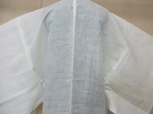 1円 中古 麻 長羽織 紗 和装 アンティーク レトロ 白 紋なし 無地 男性用 単衣 身丈98cm 裄66cm【夢職】★★★