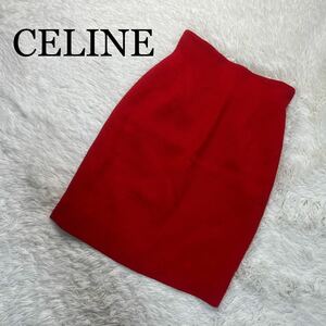 CELINE セリーヌ スカート 赤 ひざ上 タイト サイズ36