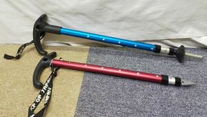 【NK528】EXP OF JAPAN　ステッキ ストック 計2本セット 登山 冬道 スプリングタイプ エキスパートオブジャパン 杖 組み合わせ可能