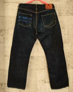 【家紋ペイント】MOMOTARO JEANS 桃太郎ジーンズ インディゴ ブルー 裾チェーンステッチ W30