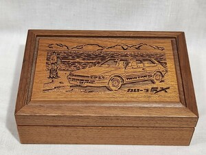 非売品　TOYOTA　カローラFX　木製小物入れ　ジュエリーボックス　ウォールナット　