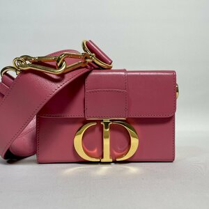 2403-36-1｜美品｜Christian Dior クリスチャンディオール 30モンテーニュ ショルダーバッグ レザー ピンク CDロゴ金具 ストラップ付き