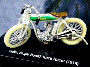■ニューレイ製 INDIAN インディアン Single Board-Track Racer 1914年 オートバイ コレクション ホワイト×シルバー系 おもちゃ 置物
