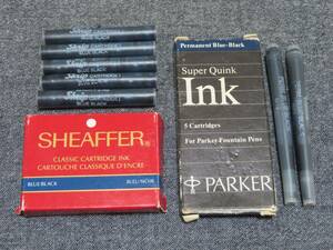 説明文必読/未使用品/インク/ブルーブラック/計7本/万年筆/シェーファー/SHEAFFER/パーカー/PARKER/インクカートリッジ　検：青/黒