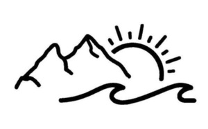 アウトドア　山登り　日の出　登山　ハイキング　トレッキング　探検　山　山脈　キャンピングカー　車体　貼付　ステッカー1枚（黒）
