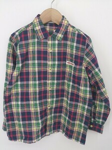 ◇ mikihouse マドラスチェック キッズ 子供服 長袖 シャツ サイズ7 T120-B60 ネイビー系 マルチ メンズ P