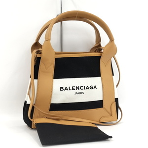 【中古】BALENCIAGA ネイビーカバスXS 2WAYショルダーバッグ キャンバス モノトーン 390346