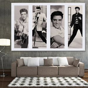  C3033 エルヴィス・プレスリー Elvis Presley ロック カフェ バー キャンバスアートポスター 50×70cm イラスト 雑貨 海外製 枠なし 
