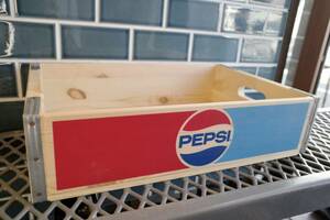 新品 PEPSI COLA ペプシコーラ ウッドケース 木製 世田谷ベース 収納 インテリア ガレージ ロゴ 店舗什器 ドリンク