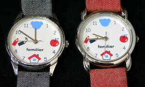 ▲(R604-I56) ジャンク品 familiar ファミリア QUARTZ クォーツ 腕時計 2点セット レッド/ネイビー系