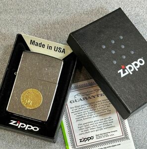 ■新品 ZIPPO USA輸入 インディアン ネイティブ コイン貼り アメリカン native indian メタル貼り ライター ジッポー 喫煙具 U26