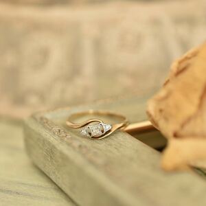 英国アンティーク 20世紀初頭 アールデコ 18金 プラチナ 天然ダイヤモンドのリング