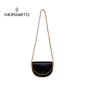 MORABITO モラビト ショルダーバッグ ワンショルダー 斜め掛け フラップ 黒 ブラウン レザー ブラック ロゴ 中古 LE0003