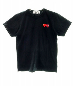 プレイコムデギャルソン PLAY COMME des GARCONS T-Shirt With Double Heart ダブル ハートワッペン TシャツL　240315● レディース