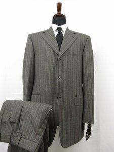 極美品 【カナーリ CANALI】 カシミヤ混 シングル3ボタン スーツ (メンズ) size52-7R ブラウン系 ストライプ イタリア製 ■27RMS8375