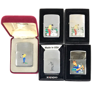 ジッポー ゴルフ デザイン オイルライター 喫煙グッズ 喫煙具 計5点 セット ブランド小物 箱付き ZIPPO