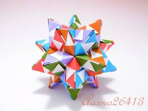 くす玉　30枚組　折り紙　ユニット　O-9　5色　藤色 黄土色 水色 草色 茶色　kusudama　origami　ハンドメイド