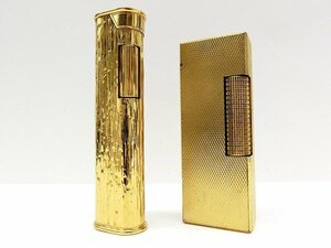 キングラム[19]dunhill ダンヒル ライター ゴールド色 スリム他 喫煙グッズ 着火未確認 ジャンク 2点まとめ 1円～@C597 S