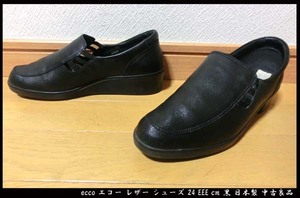 ■ecco エコー レザー シューズ 24 EEE cm 黒 日本製 中古良品