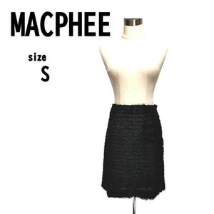 状態良好【S(36)】MACPHEE マカフィー スカート フェイクファー 黒