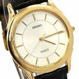 超美品 SEIKO セイコー DOLCE ドルチェ 腕時計 5E31-7A40 クオーツ アナログ ラウンド ゴールド コレクション 電池交換済 動作確認済み