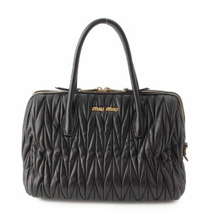 【ミュウミュウ】Miu Miu　マテラッセ ロゴ レザー 2way ハンドバッグ ブラック 【中古】【正規品保証】202354