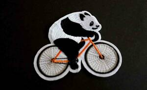 圧着■【熊猫自転車】■『パンダ　チャリダー』 ■新品 可愛い刺繍ワッペン（パッチ)激渋■スカジャン フライトジャケット ミリタリー■DIY