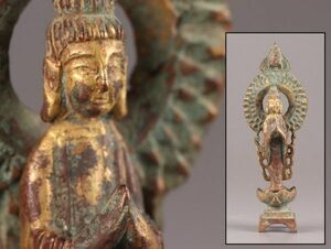 中国古玩 唐物 仏教美術 古銅造 鍍金 仏像 時代物 極上品 初だし品 C5981