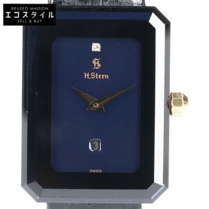 1円 H.Stern アガ スターン 750 クオーツ時計 黒文字盤 スクエア 腕時計 M
