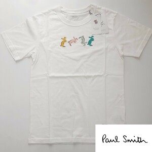 新品 ポールスミス Paul Smith 半袖Tシャツ S 前転 でんぐり返しラビット ウサギ Uネック ホワイト ラウンジウェア ホームウェア タグ付き