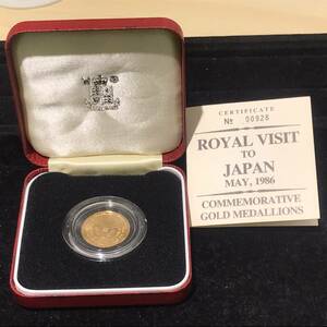 ◇イギリス金貨 チャールズ皇太子＆ダイアナ妃訪日記念 記念メダル　ロイヤルミント金貨　1986年　K22 7.98g 金貨　金☆☆彡