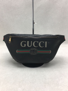 GUCCI◆ベルトバッグ/レザー/BLK/プリント