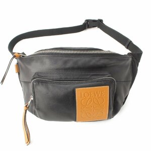 【ロエベ】Loewe　パフィー レザー ボディバッグ ウエストポーチ 335.73.W75 ブラック 【中古】188316