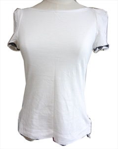 極上品 フォクシー Tシャツ 半袖 フリル スリット ホワイト レディース 38 本物鑑定済