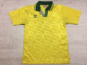 アンブロ UMBRO サッカー ブラジル代表 80s後期～90s初期 オールド レトロ スポーツ 半袖ポロシャツ メンズ 日本製 O 黄色