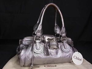 1円 Chloe クロエ パディントン レザー カデナ パドロック 南京錠 ショルダーバッグ ハンドバッグ 肩掛け レディース シルバー系 BK0130