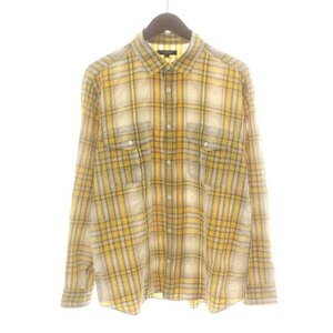 バーバリー ロンドン BURBERRY LONDON シャツ カジュアルシャツ 長袖 ノバチェック LL 黄色 イエロー ベージュ 黒 ブラック