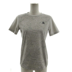 ルコックスポルティフ le coq sportif Tシャツ 半袖 速乾 ロゴプリント 総柄 グレージュ系 ホワイト 白 グリーン 緑 カーキ M