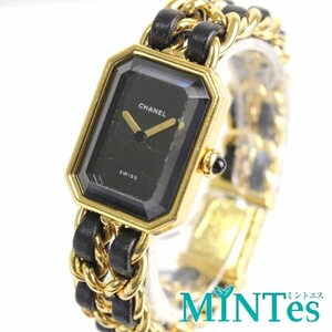Chanel シャネル プルミエール L レディース腕時計 クォーツ H0001 ブラック×ゴールド GP×レザー レディース エレガント スタイリッシュ