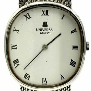 仙12【稼働】UNIVERSAL GENEVE 腕時計 手巻き アナログ 2針 ローマン ユニバーサルジュネーブ メンズ ホワイト文字盤 オーバル