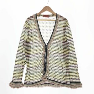 ★MISSONI ミッソーニ 長袖 ボーダーニットカーディガン レディース サイズ48 マルチカラー トップス セーター 132269 1BA/41959