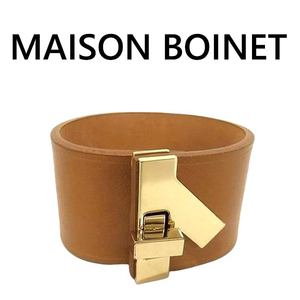 MAISON BOINET メゾンボワネ レザー ブレスレットブラウン系×ゴールド系 3182